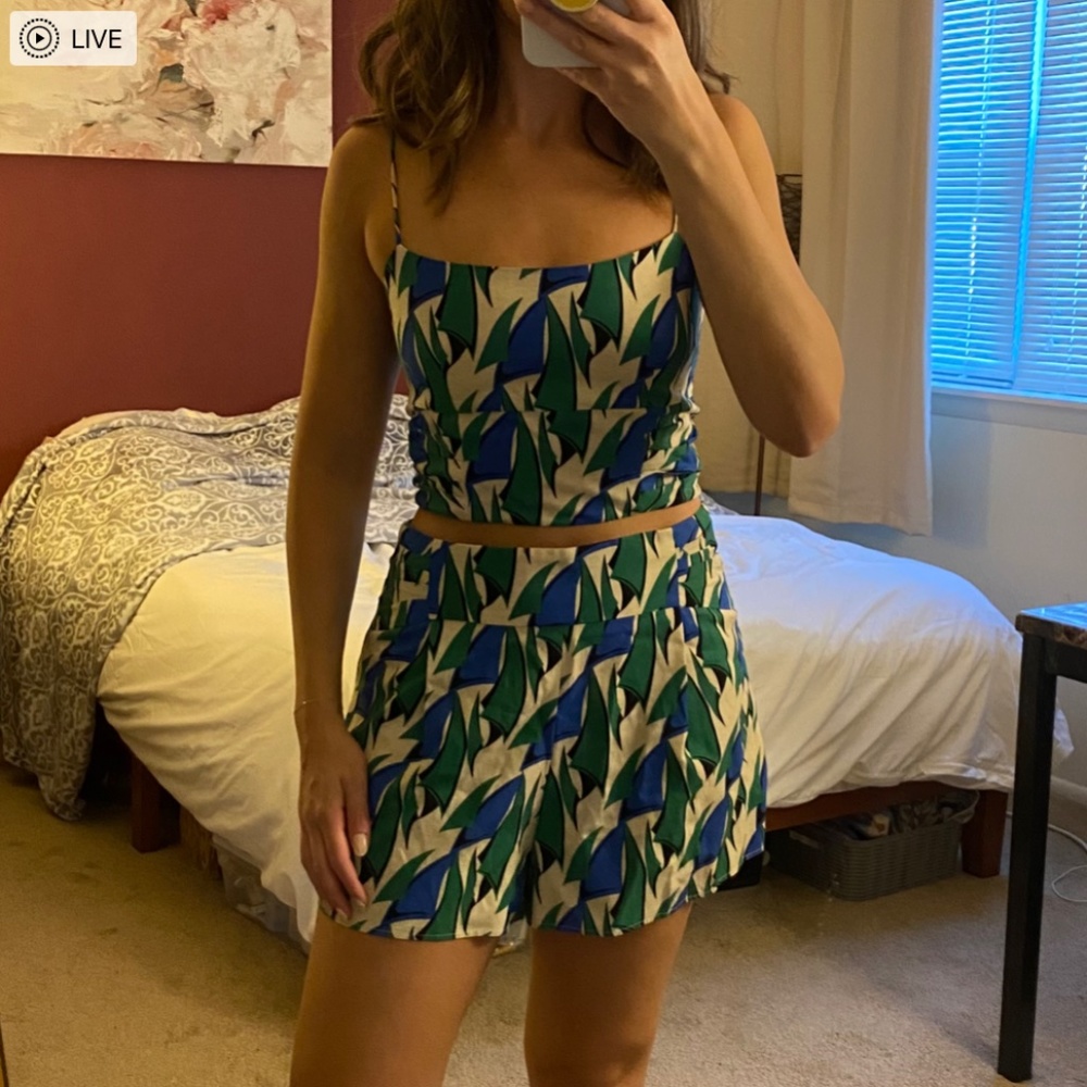 [BRAND NEW] ZARA Print Blue & Green Matching Set (Never Worn!)